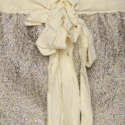 Moschino Cheap and Chic Gold/Cream Lurex Blend Midi Skirt M