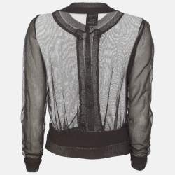 Moschino Cheap and Chic Grey Mesh Front Button Top M