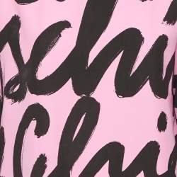 Moschino Cheap and Chic Pink Logo Print Crepe Tunic Top M