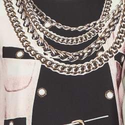 Pre Owned Moschino Cheap and Chic Black Printed Crepe Mini Shift Dress M