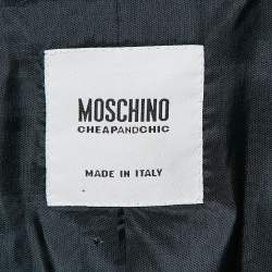 Moschino Cheap & Chic Navy Blue Textured Stripe Print and Wool Pants Suit M