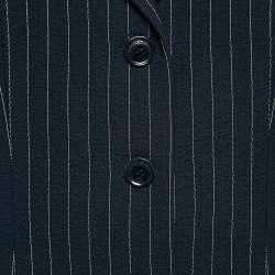Moschino Cheap & Chic Navy Blue Textured Stripe Print and Wool Pants Suit M
