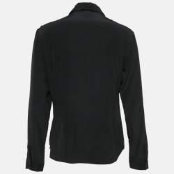 Pre Owned Moschino Cheap and Chic Black Beads Embellished Silk Shirt M