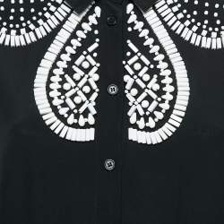 Pre Owned Moschino Cheap and Chic Black Beads Embellished Silk Shirt M