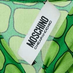 Pre Owned Moschino Cheap and Chic Green Printed Silk Sleeveless Blouse M