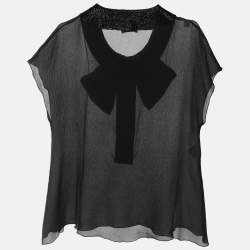 Moschino Cheap and Chic Black Silk Bow Top M