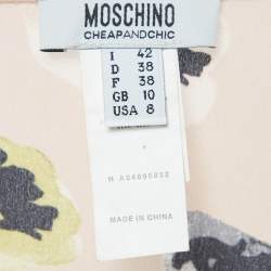 مملوكة مسبقًا فستان موسكينو شيب آند شيك حريري بطباعة العيون الوردية ميدي متدرج مقاس متوسط - ميديم