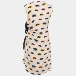 مملوكة مسبقًا فستان موسكينو شيب آند شيك حريري بطباعة العيون الوردية ميدي متدرج مقاس متوسط - ميديم