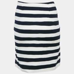 Moschino Cheap and Chic White/Navy Blue Stripe Cotton Mini Skirt S
