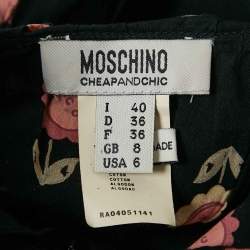 Moschino Cheap and Chic Dark Blue Floral Print Cotton Tiered Short Dress S