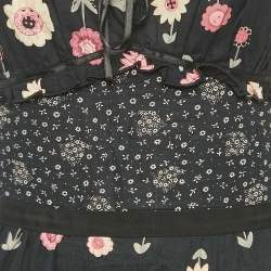 Moschino Cheap and Chic Dark Blue Floral Print Cotton Tiered Short Dress S