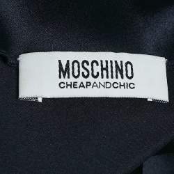 Moschino Cheap and Chic Navy Blue Satin Jersey Cowl Neck Top S