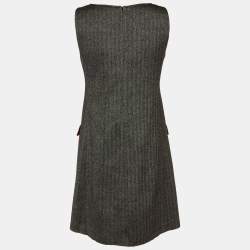 Moschino Cheap and Chic Charcoal Grey Patterned Embellished Shift Dress M