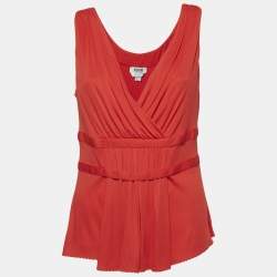 Moschino Cheap and Chic Red Silk Blend Knit Sleeveless Top L