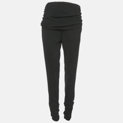 Moschino Cheap and Chic Black Crepe Ruche Detail Trousers XL