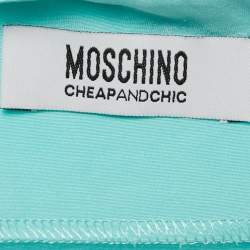 Moschino Cheap and Chic Blue Cotton Blend Embellished Neck Shift Dress L