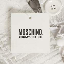 Moschino Cheap and Chic White/Silver Cotton Lurex Button Front Blouse L
