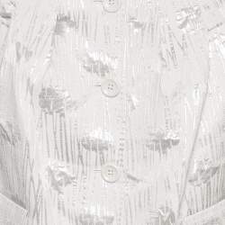Moschino Cheap and Chic White/Silver Cotton Lurex Button Front Blouse L