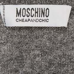 Moschino Cheap and Chic Grey Embellished Wool and Crepe Flared Top M