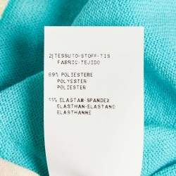 Pre Owned Moschino Cheap and Chic Blue Printed Chiffon and Cotton Knit Cardigan L