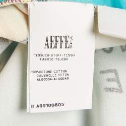 Pre Owned Moschino Cheap and Chic Blue Printed Chiffon and Cotton Knit Cardigan L