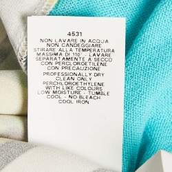 Pre Owned Moschino Cheap and Chic Blue Printed Chiffon and Cotton Knit Cardigan L