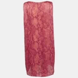 Pre Owned Moschino Cheap and Chic Red Printed Satin Sleeveless Short Dress L