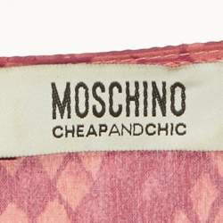 Pre Owned Moschino Cheap and Chic Red Printed Satin Sleeveless Short Dress L