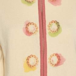 Pre Owned Moschino Cheap and Chic Cream Wool Knit Zip Sweater M