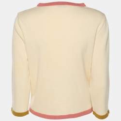 Pre Owned Moschino Cheap and Chic Cream Wool Knit Zip Sweater M