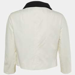 Pre Owned Moschino Cheap and Chic White /Black Cotton Bow Detail Jacket L