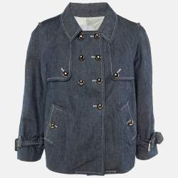 Pre Owned Moschino Cheap and Chic Blue Denim Double Breasted Jacket L