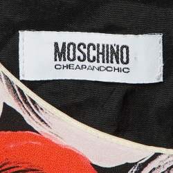 Pre Owned Moschino Cheap and Chic Multicolor Leopard Rose Print Crepe Shift Dress M