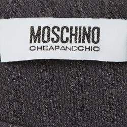 Pre Owned Moschino Cheap and Chic Black Crepe Flower Brooch Detail Mini Dress M