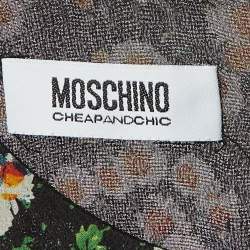 Pre Owned Moschino Cheap and Chic Black Floral Print Crepe Flounced Hem Dress M