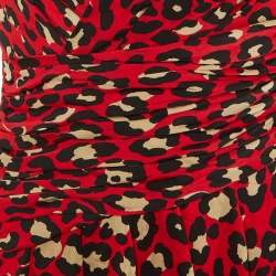 Pre Owned Moschino Cheap and Chic Red Animal Print Satin Mini Dress L