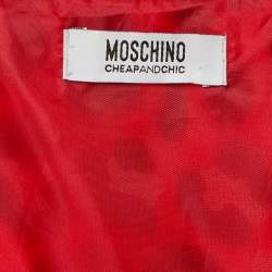 Pre Owned Moschino Cheap and Chic Red Animal Print Satin Mini Dress L
