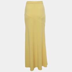Pre Owned Moschino Cheap and Chic Yellow Crepe Flared Maxi Skirt S