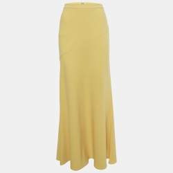Pre Owned Moschino Cheap and Chic Yellow Crepe Flared Maxi Skirt S