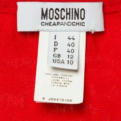 مملوكة مسبقًا بلوزة موسكينو شيب آند شيك حمراء بفيونكة صوف حمالة مقاس وسط - ميديوم