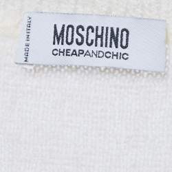 Pre Owned سويتر موسكينو شيب أند شيك موهير أبيض محبب بأكمام قميص مقاس متوسط (ميديم)