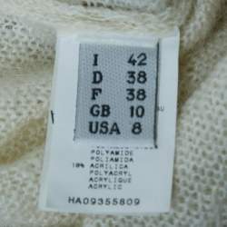 Pre Owned سويتر موسكينو شيب أند شيك موهير أبيض محبب بأكمام قميص مقاس متوسط (ميديم)