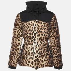Pre Owned Moschino Cheap and Chic Beige Leopard Print Down Jacket M