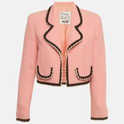 Pre Owned Moschino Cheap and Chic Pink Crepe Contrast Detail Cropped Jacket M