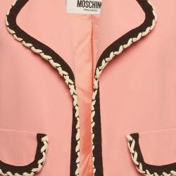 Pre Owned Moschino Cheap and Chic Pink Crepe Contrast Detail Cropped Jacket M