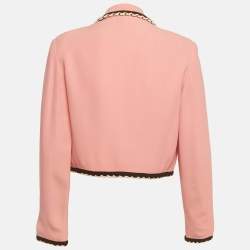 Pre Owned Moschino Cheap and Chic Pink Crepe Contrast Detail Cropped Jacket M