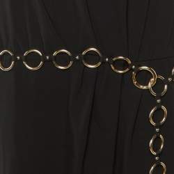 Pre Owned Moschino Cheap and Chic Black Crepe Chain Belt Dress M