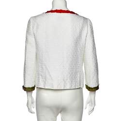 Pre Owned Moschino Cheap And Chic White Cotton Blend Crystal Embellished Button Front Jacket M