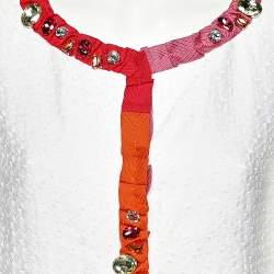 Pre Owned Moschino Cheap And Chic White Cotton Blend Crystal Embellished Button Front Jacket M