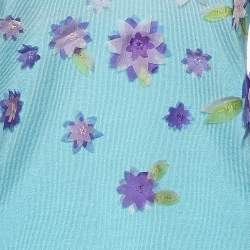 Moschino Cheap and Chic Blue Wool Floral Applique V-Neck Sweater M